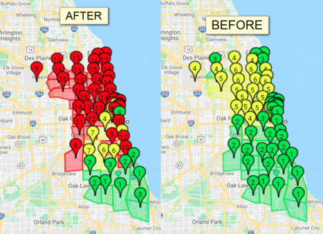 Before and After Local Algorithm update